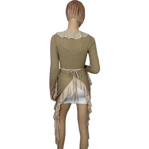 Fashion Nova Loving Life Textured Cascade Ruffle Cardigan in Taupe XS - Picture 6 of 12